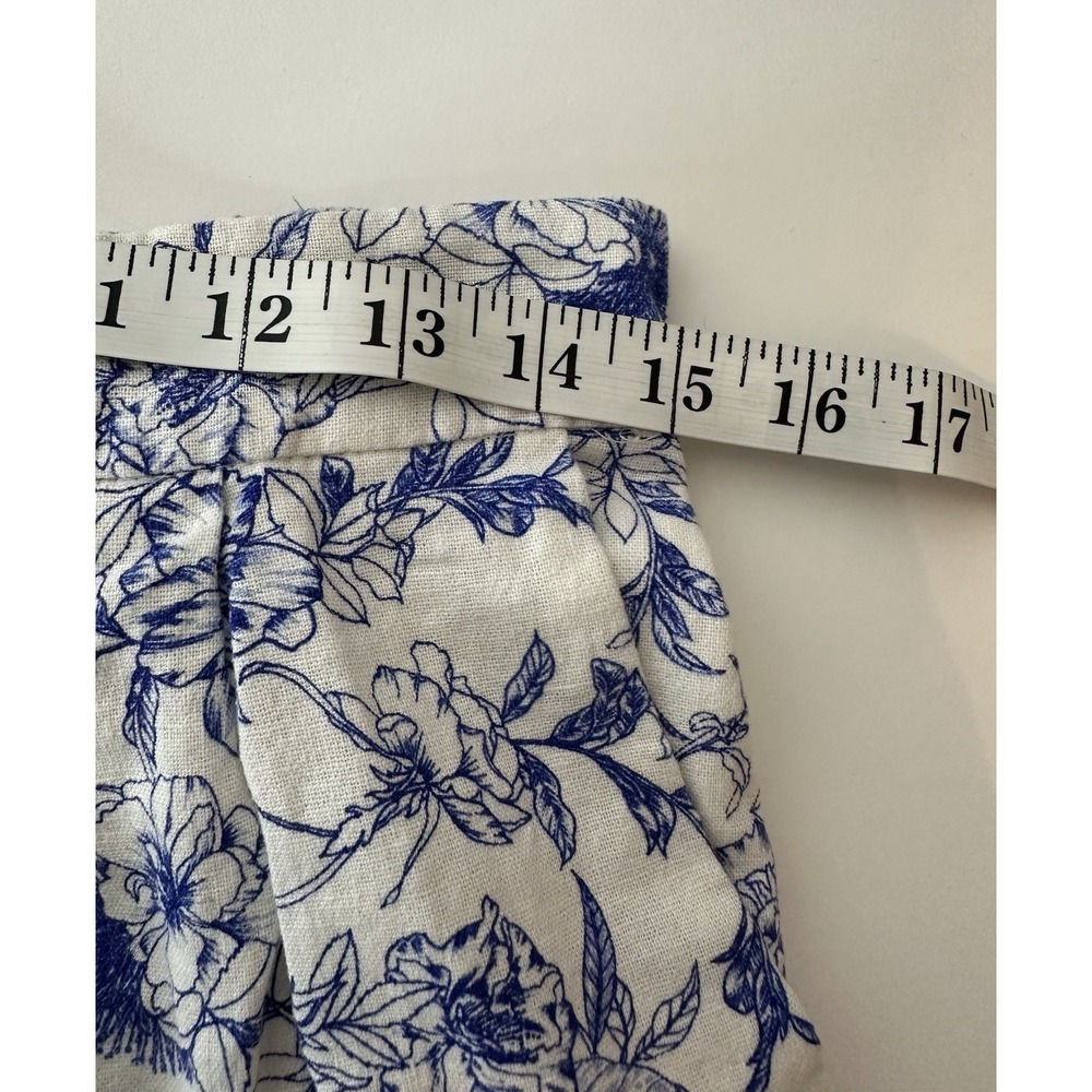 Jason Wu Wide Leg Pants Womens Size 2 Vienna Porcelain Print Linen Blend‎ Blue - Picture 6 of 8
